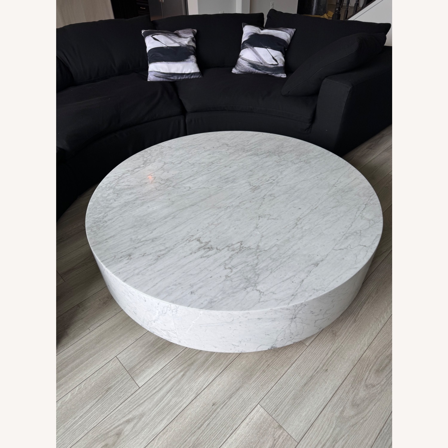 Restoration Hardware Marble Plinth Round Coffee Table - image-2