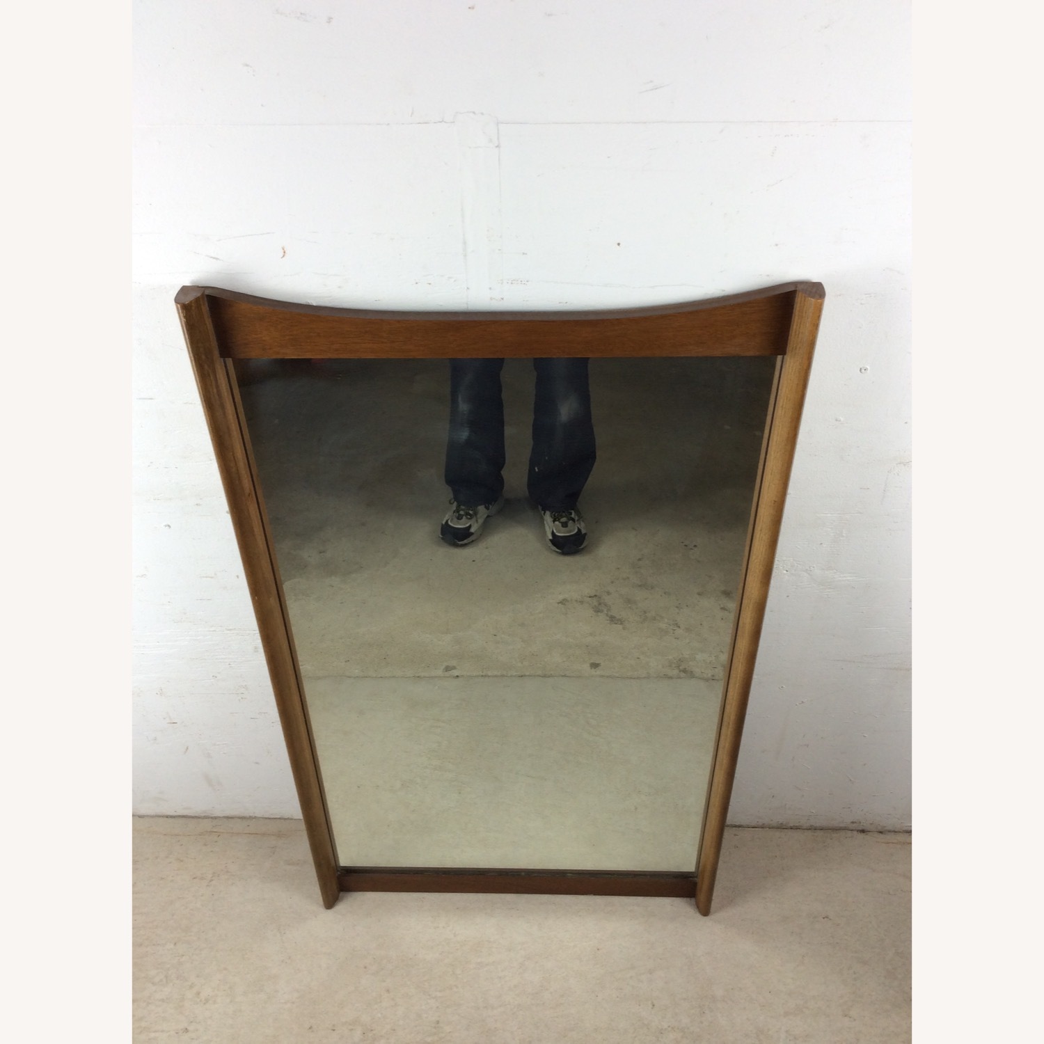 Mid Century Mirror with Unique Curved Top Frame - image-4