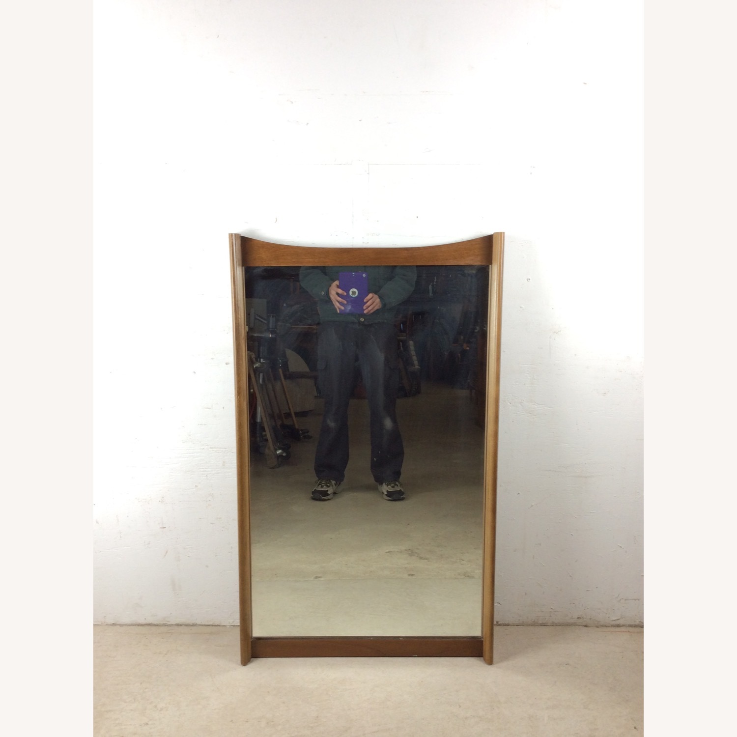 Mid Century Mirror with Unique Curved Top Frame - image-2
