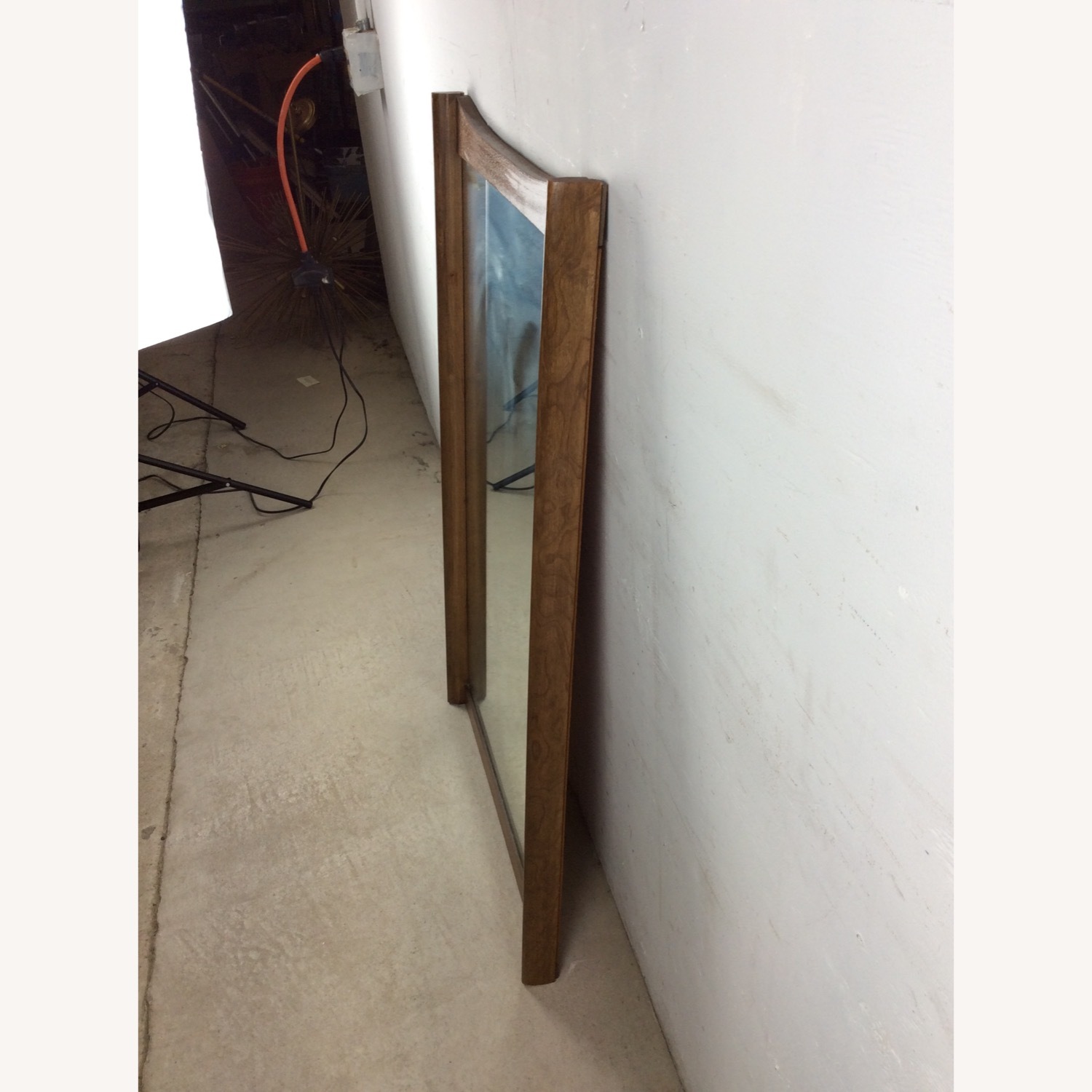 Mid Century Mirror with Unique Curved Top Frame - image-11