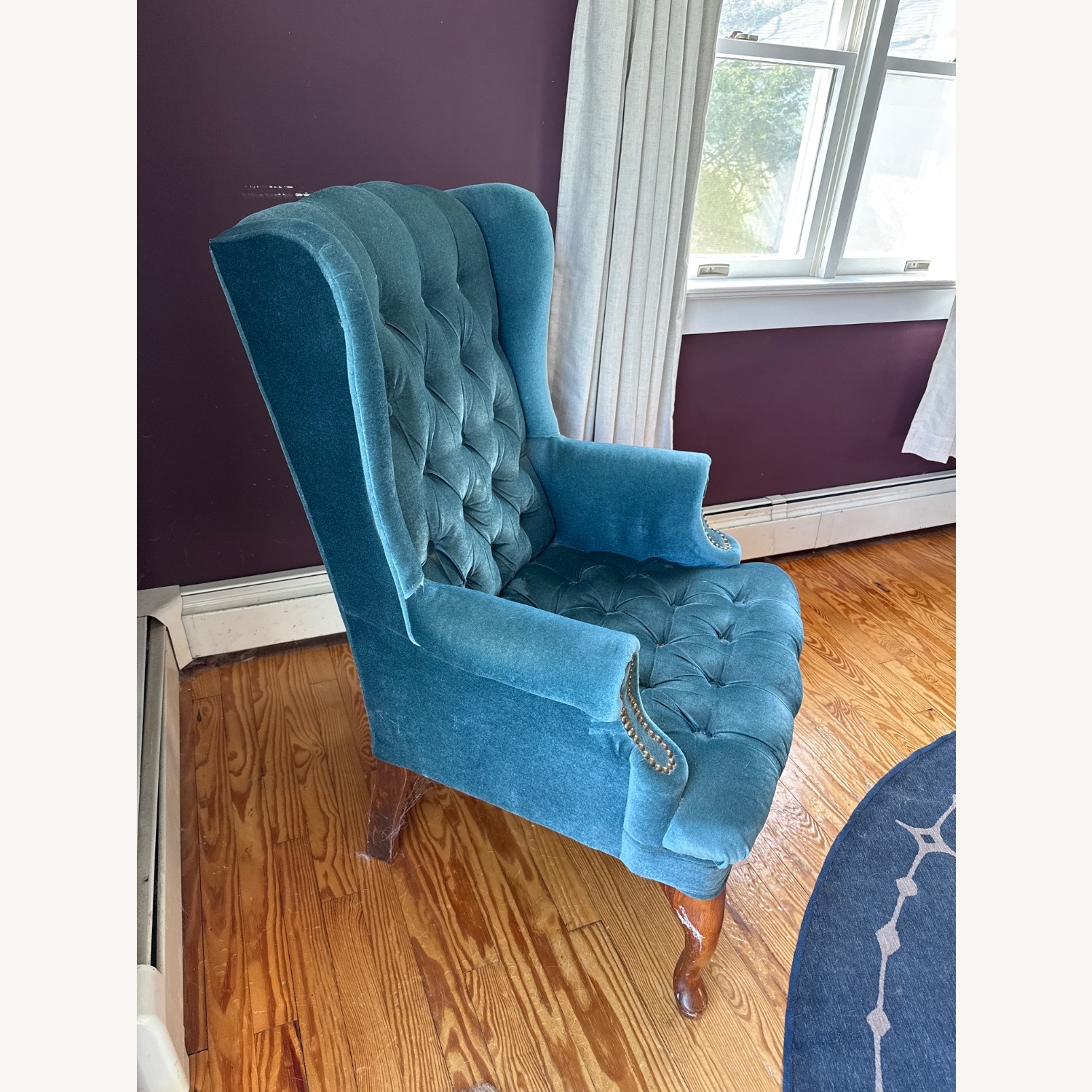 Teal Velour Armchair - image-3