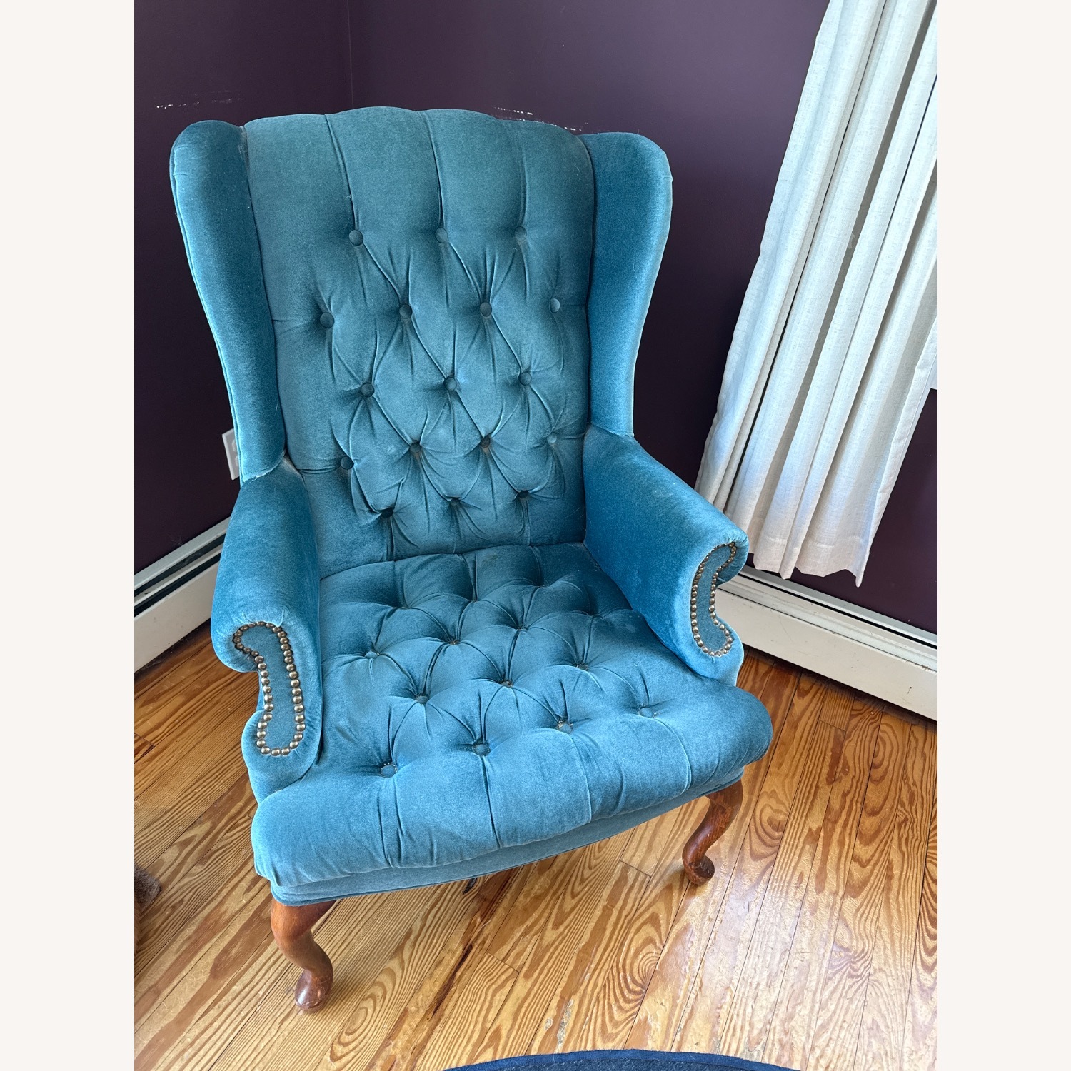 Teal Velour Armchair - image-1