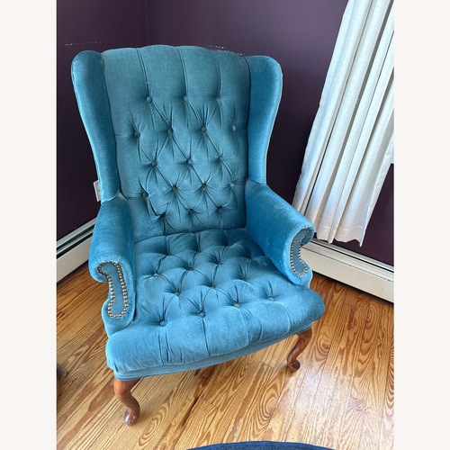Used Teal Velour Armchair for sale on AptDeco