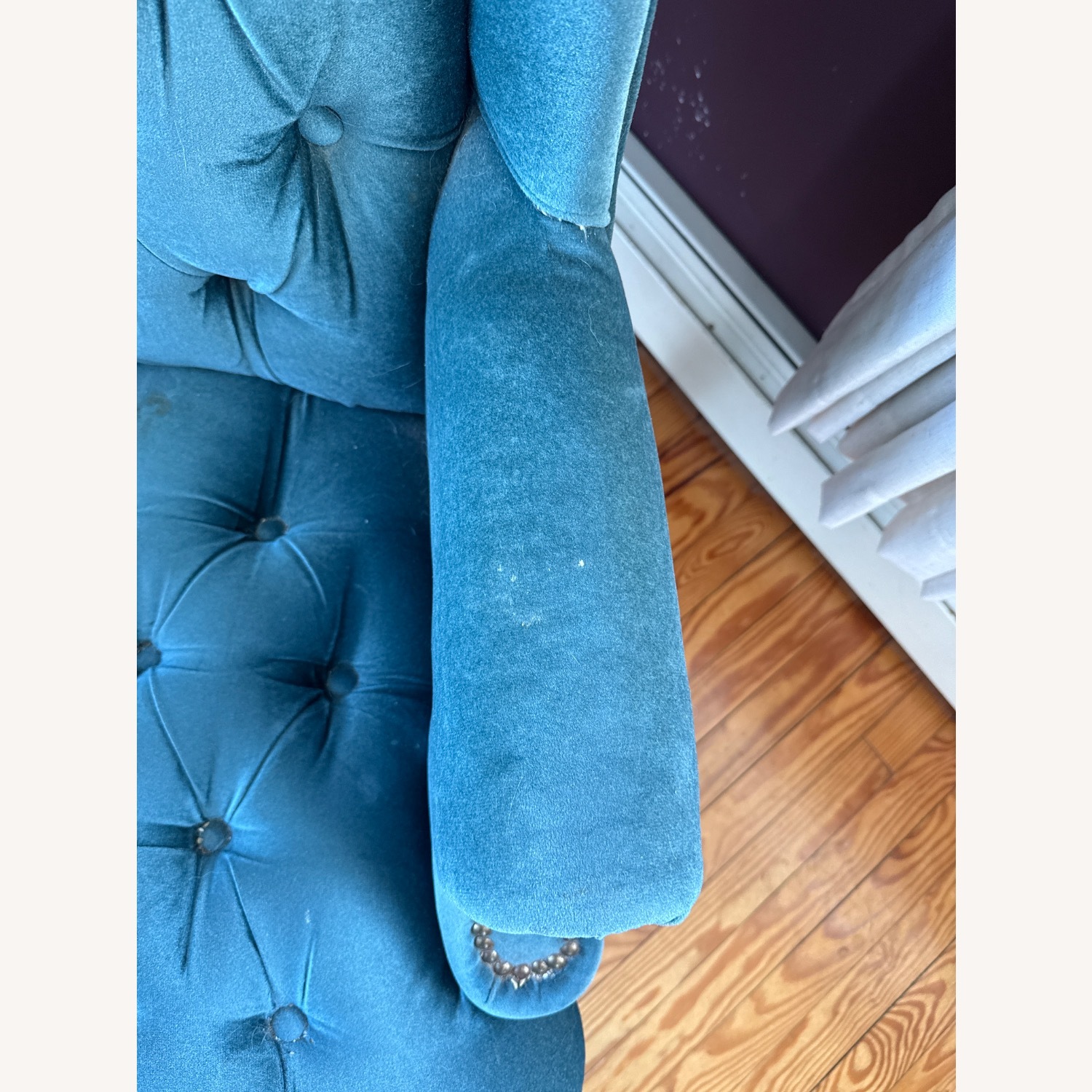 Teal Velour Armchair - image-7