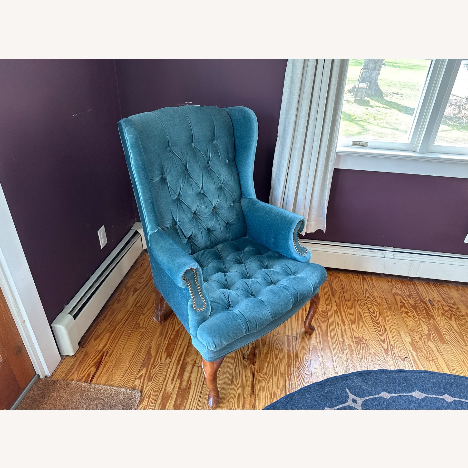 Teal Velour Armchair - image-2