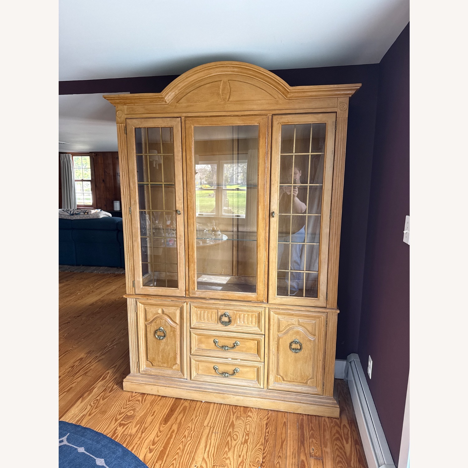 Vintage/Antique Natural Wood Wall Unit - image-2