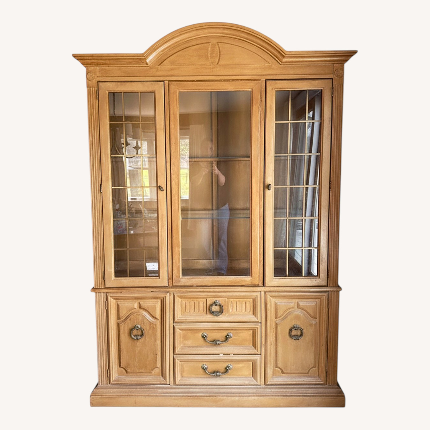 Vintage/Antique Natural Wood Wall Unit - image-0