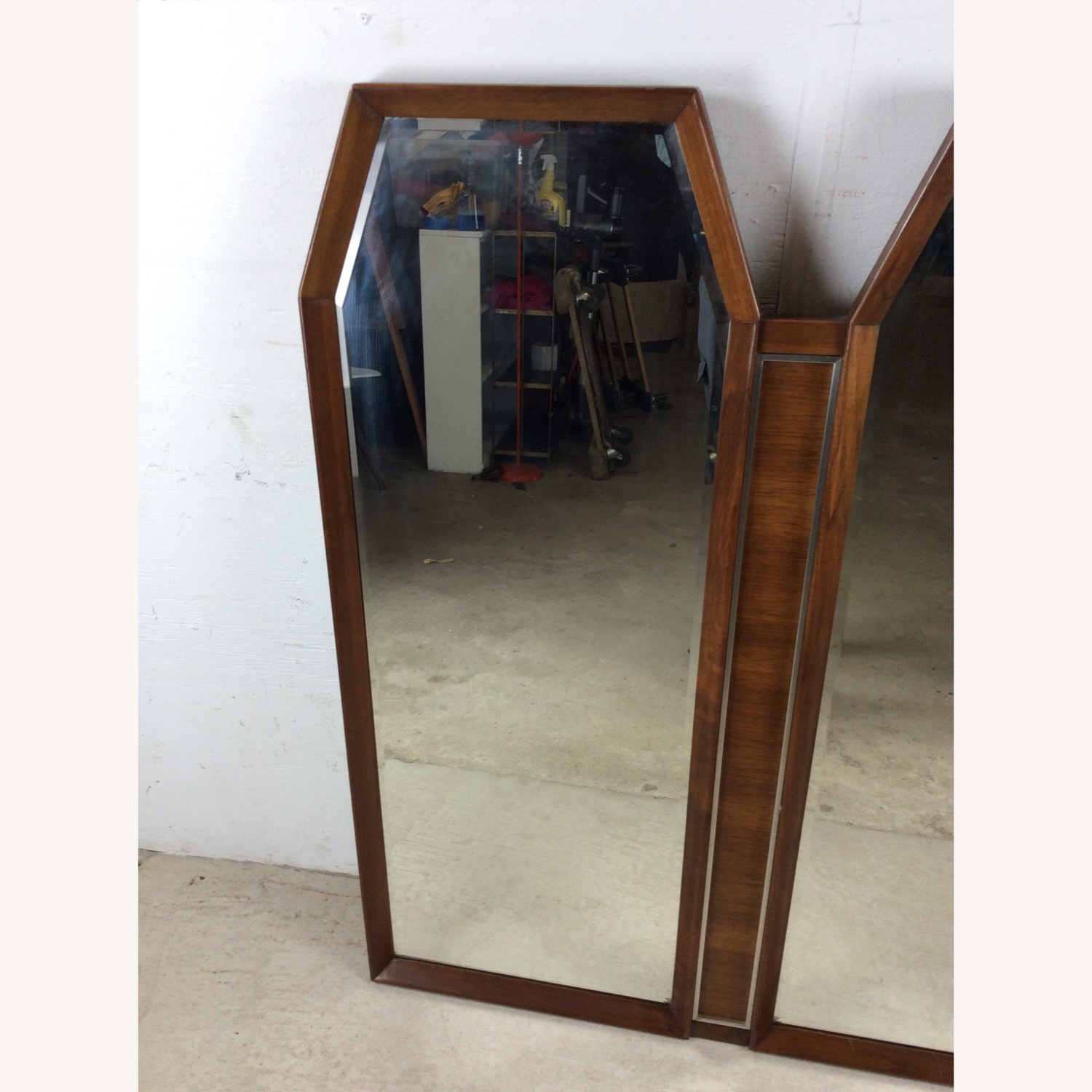 Mid Century Wall Mirror with 2 Hexagonal Mirrors - image-6