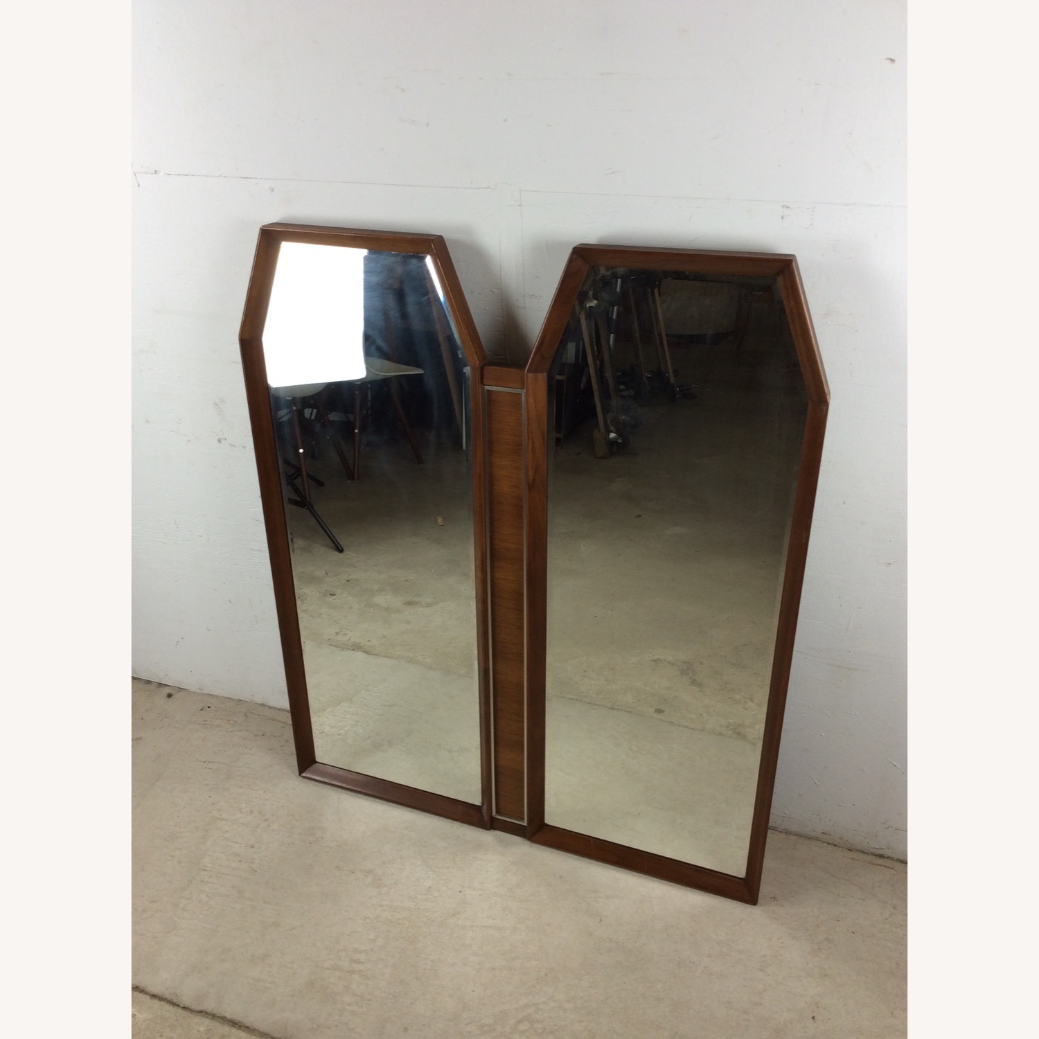 Mid Century Wall Mirror with 2 Hexagonal Mirrors - image-3