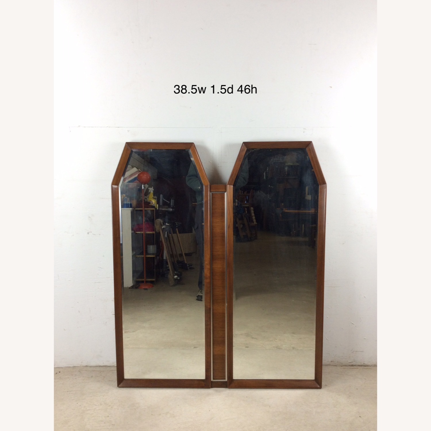 Mid Century Wall Mirror with 2 Hexagonal Mirrors - image-21