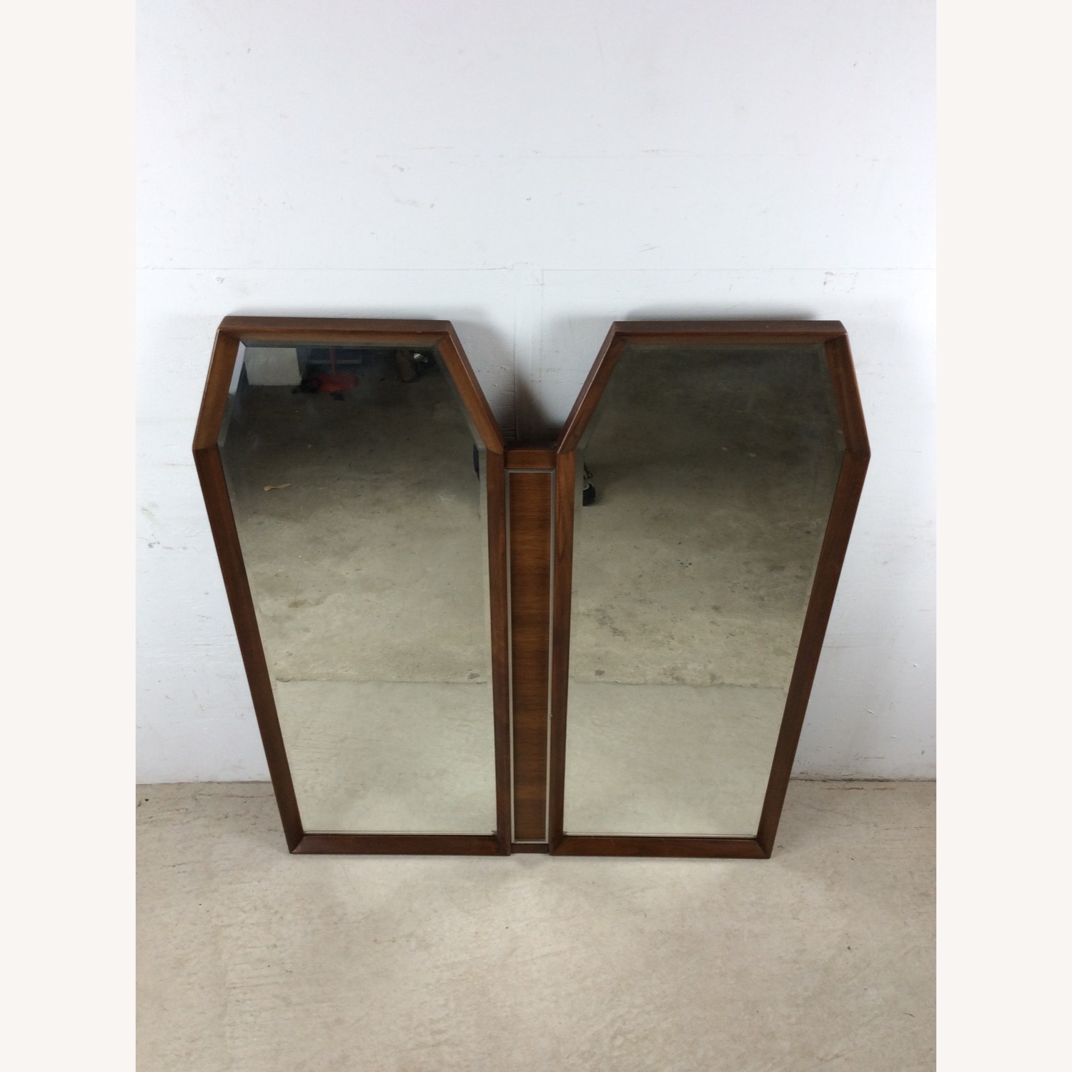Mid Century Wall Mirror with 2 Hexagonal Mirrors - image-5