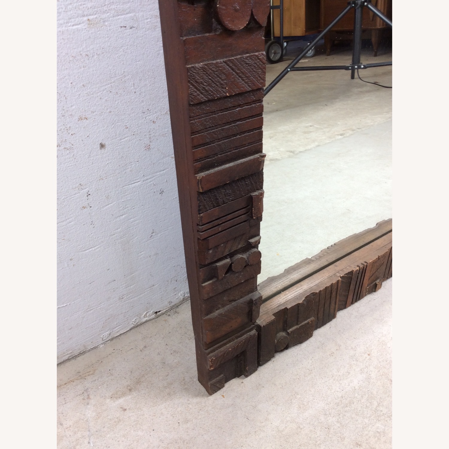 MCM Arch Top Wall Mirror with Brutalist Frame - image-13