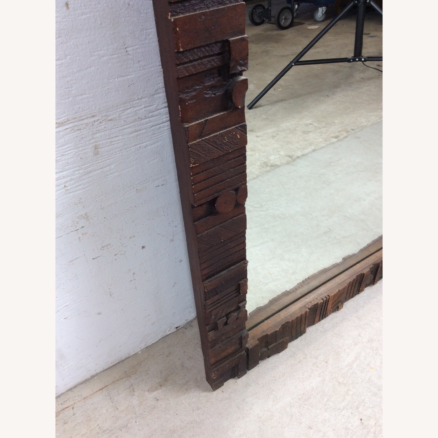 MCM Arch Top Wall Mirror with Brutalist Frame - image-12