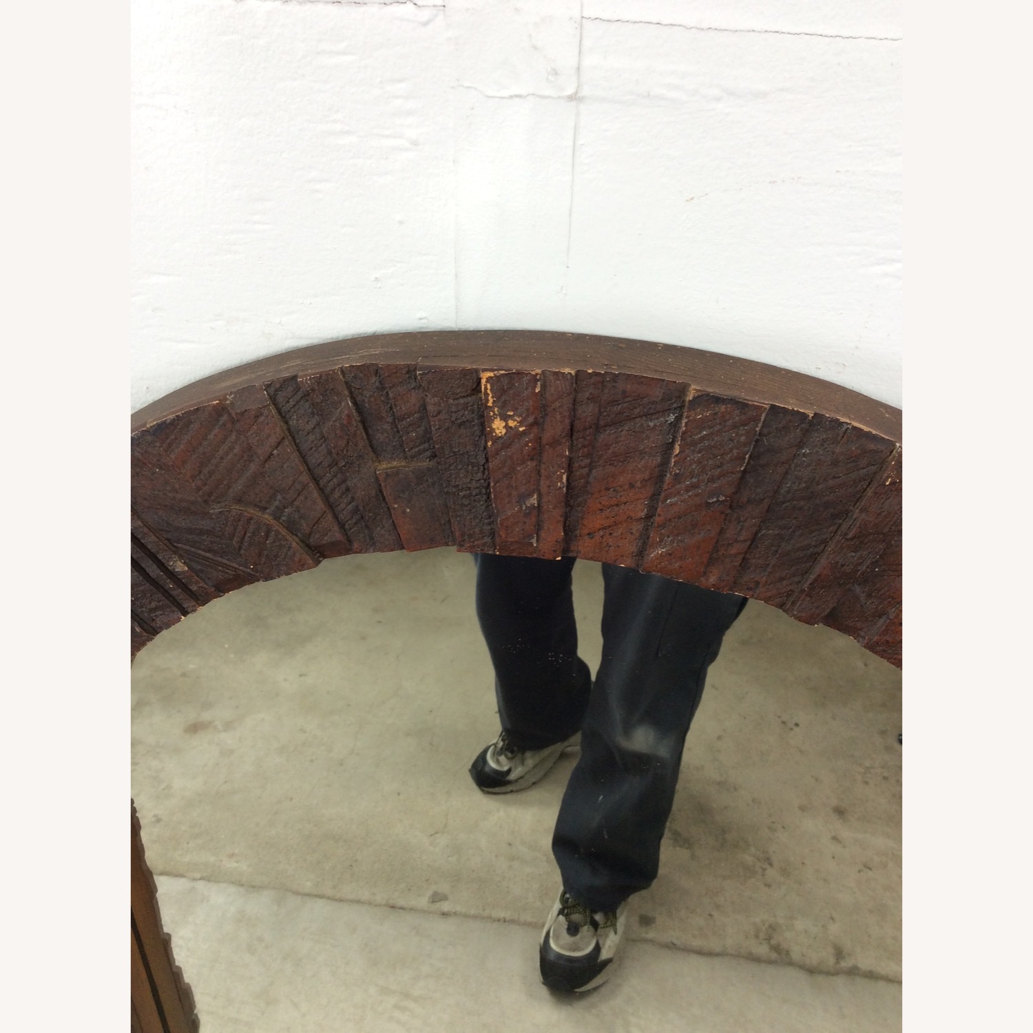 MCM Arch Top Wall Mirror with Brutalist Frame - image-4
