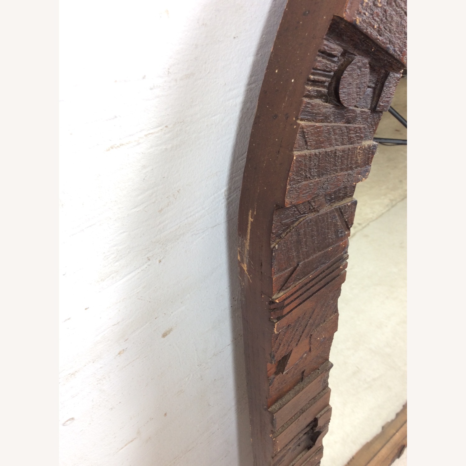 MCM Arch Top Wall Mirror with Brutalist Frame - image-11