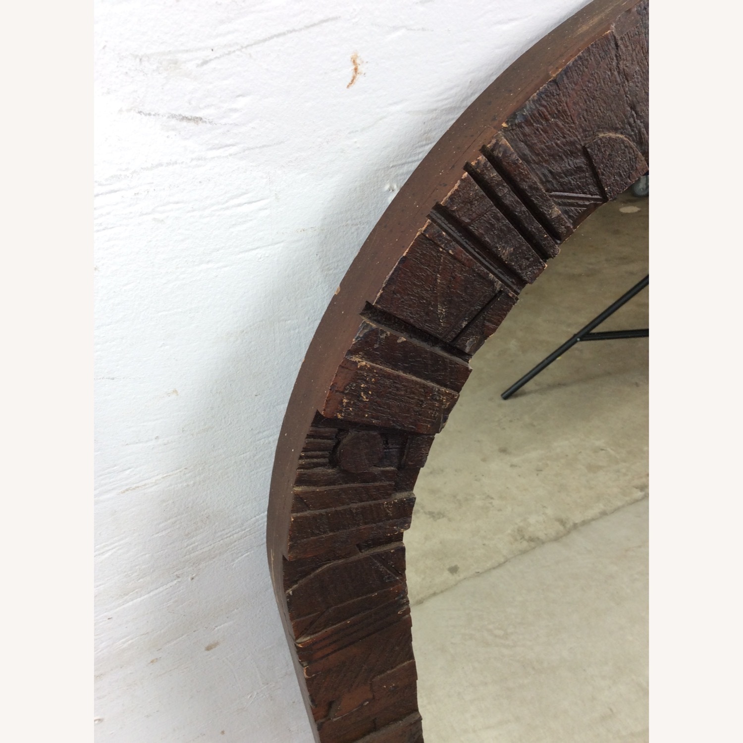 MCM Arch Top Wall Mirror with Brutalist Frame - image-10