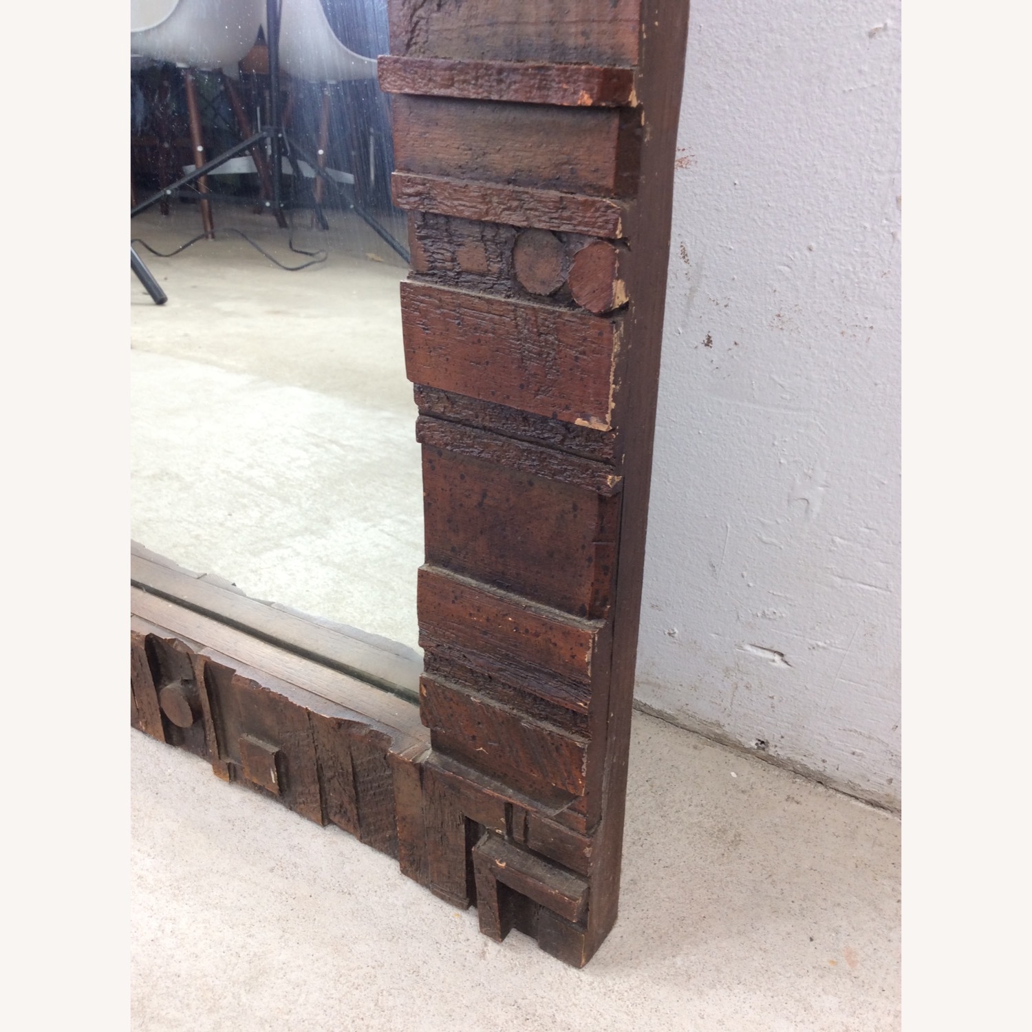 MCM Arch Top Wall Mirror with Brutalist Frame - image-7
