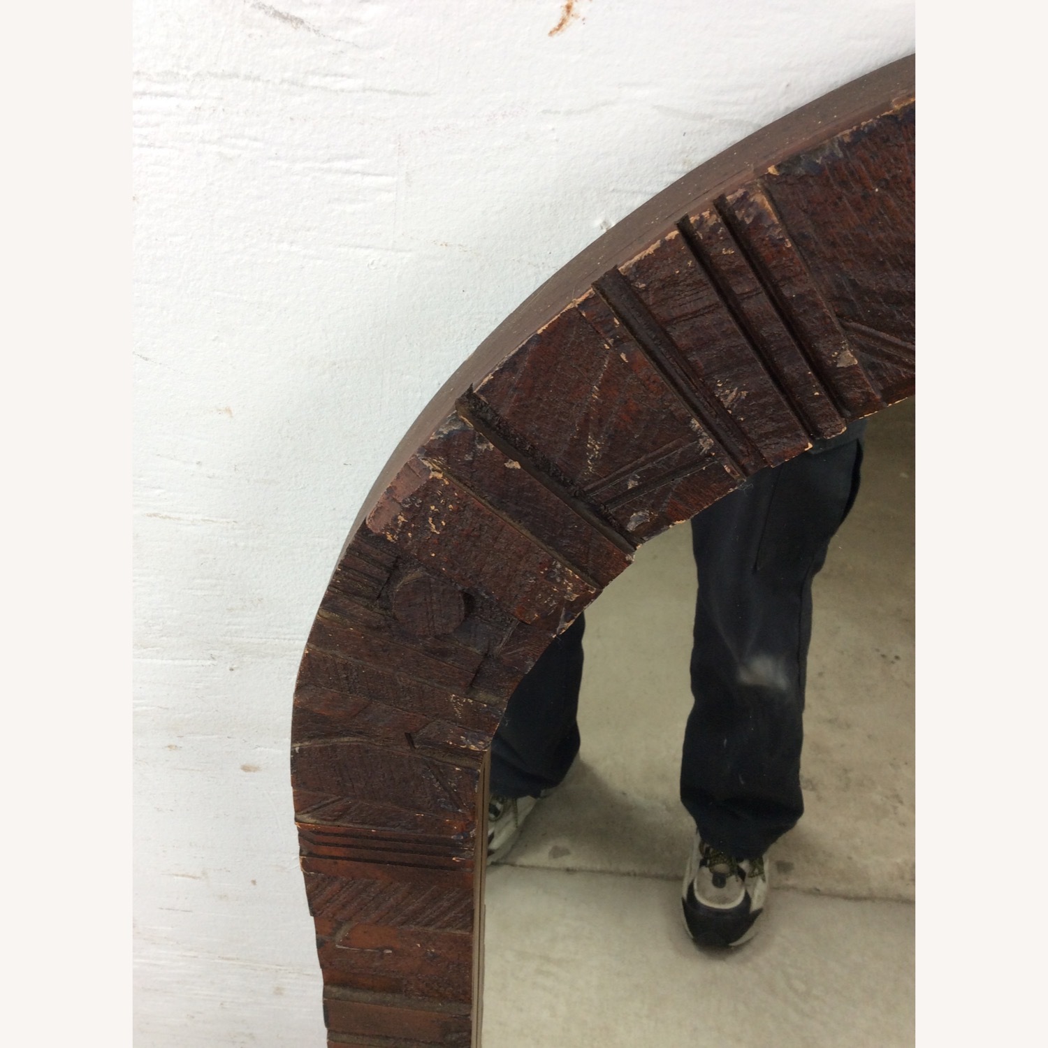 MCM Arch Top Wall Mirror with Brutalist Frame - image-5