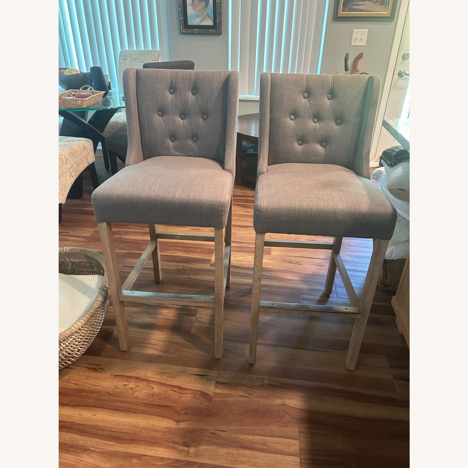 Wade Logan Dark Gray Fabric Stools - image-1