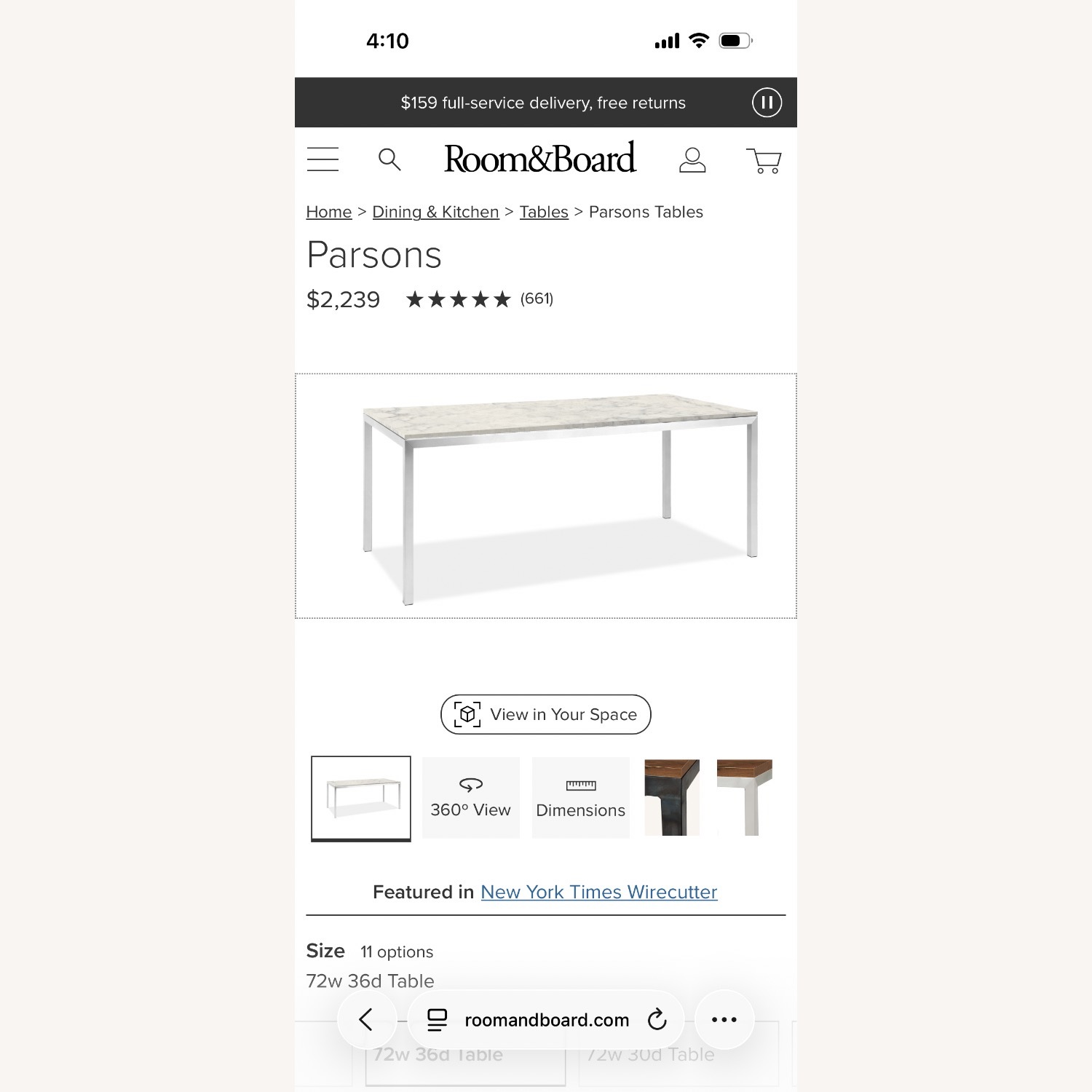 Room & Board Parsons Dining Table - image-5