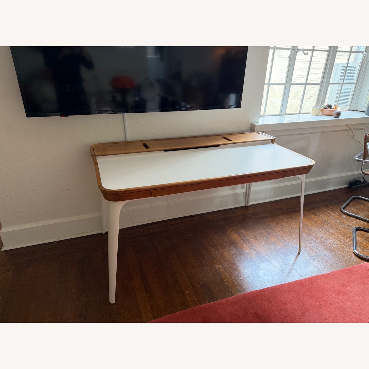 Herman Miller Airia White Metal Wood Desk - image-1
