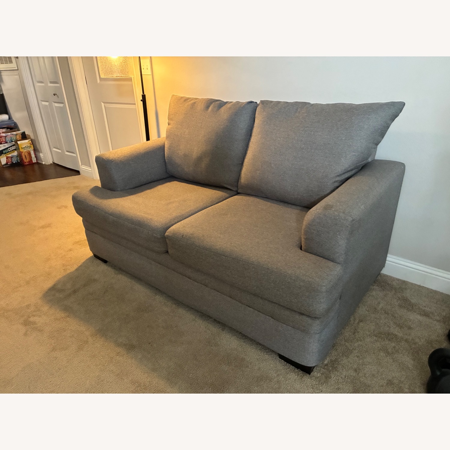Dark Gray Fabric Loveseat - image-3