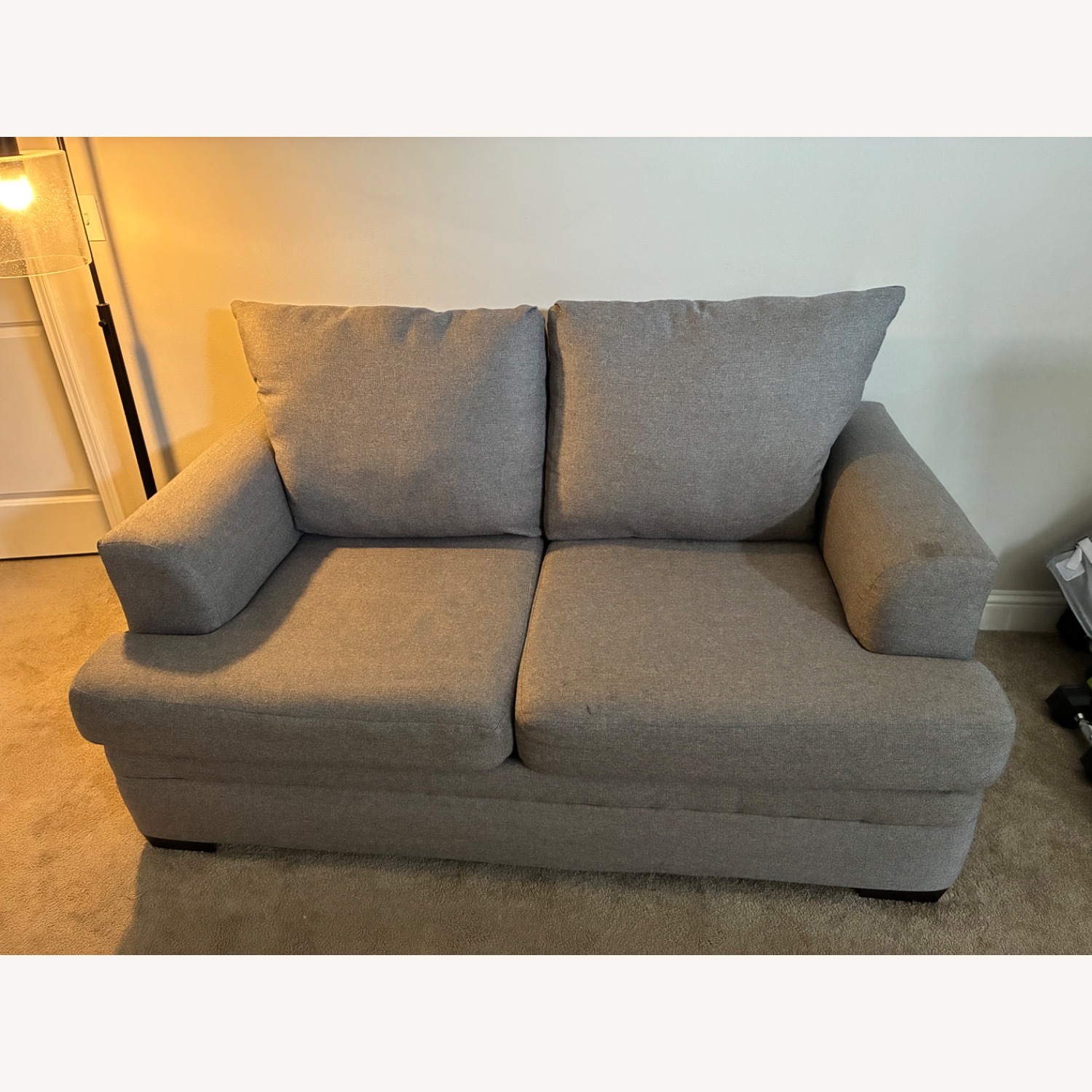 Dark Gray Fabric Loveseat - image-1