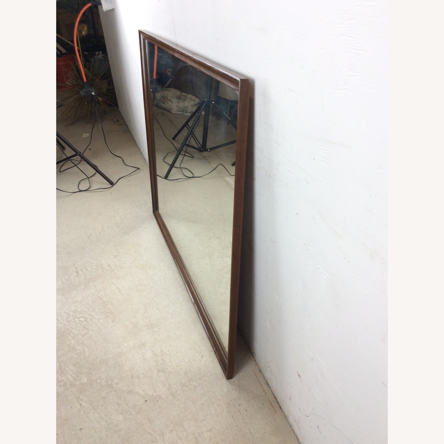 MCM Long Rectangular Wall Mirror with Walnut Frame - image-15