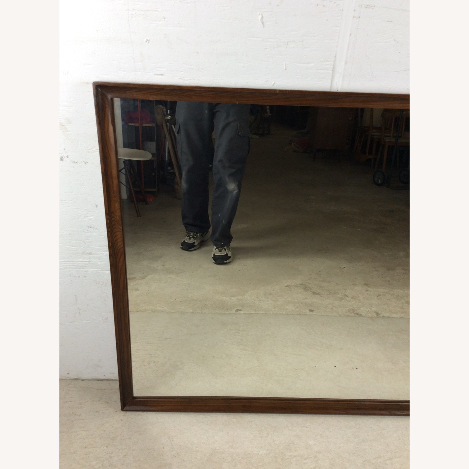 MCM Long Rectangular Wall Mirror with Walnut Frame - image-4