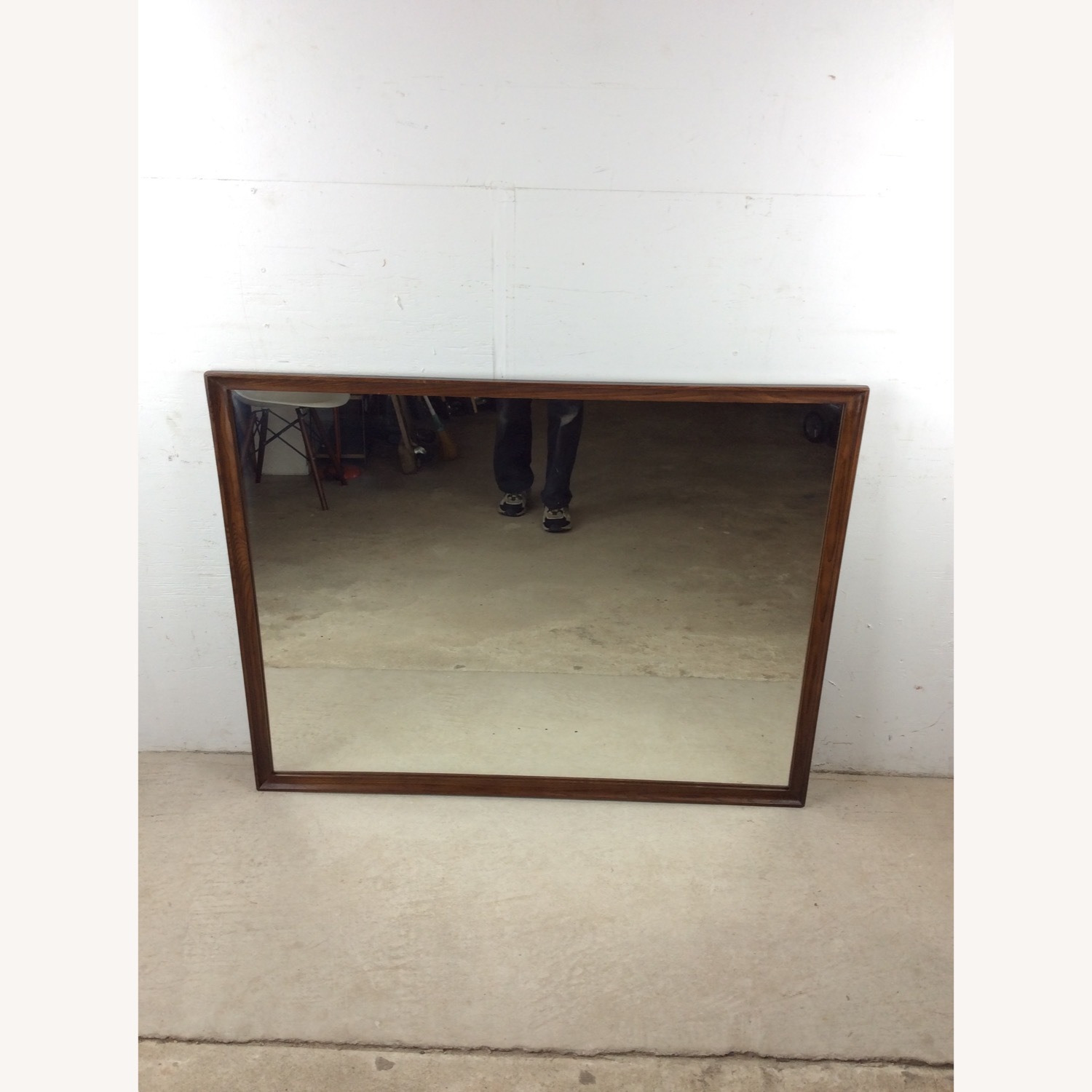 MCM Long Rectangular Wall Mirror with Walnut Frame - image-3