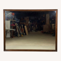 MCM Long Rectangular Wall Mirror with Walnut Frame