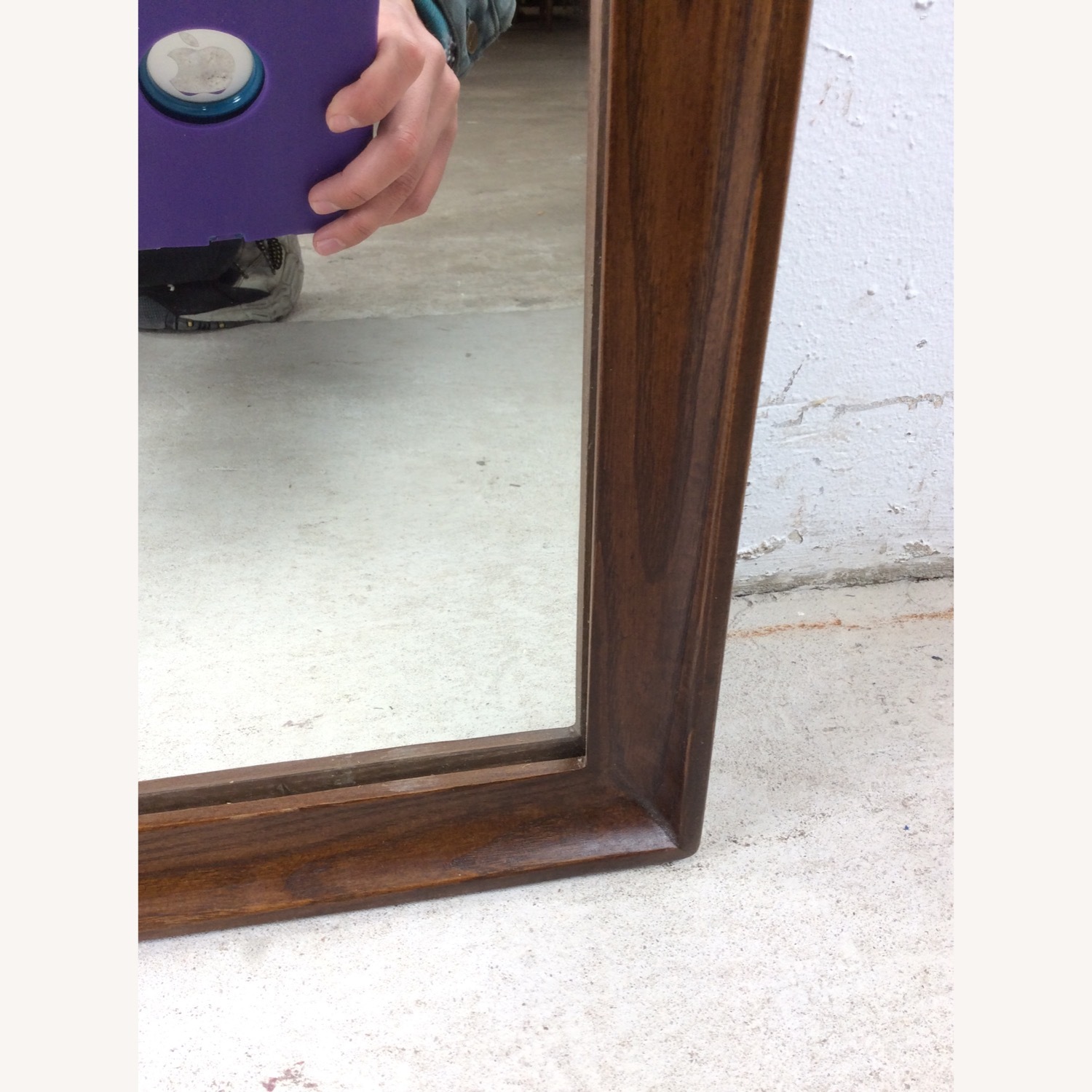 MCM Long Rectangular Wall Mirror with Walnut Frame - image-13