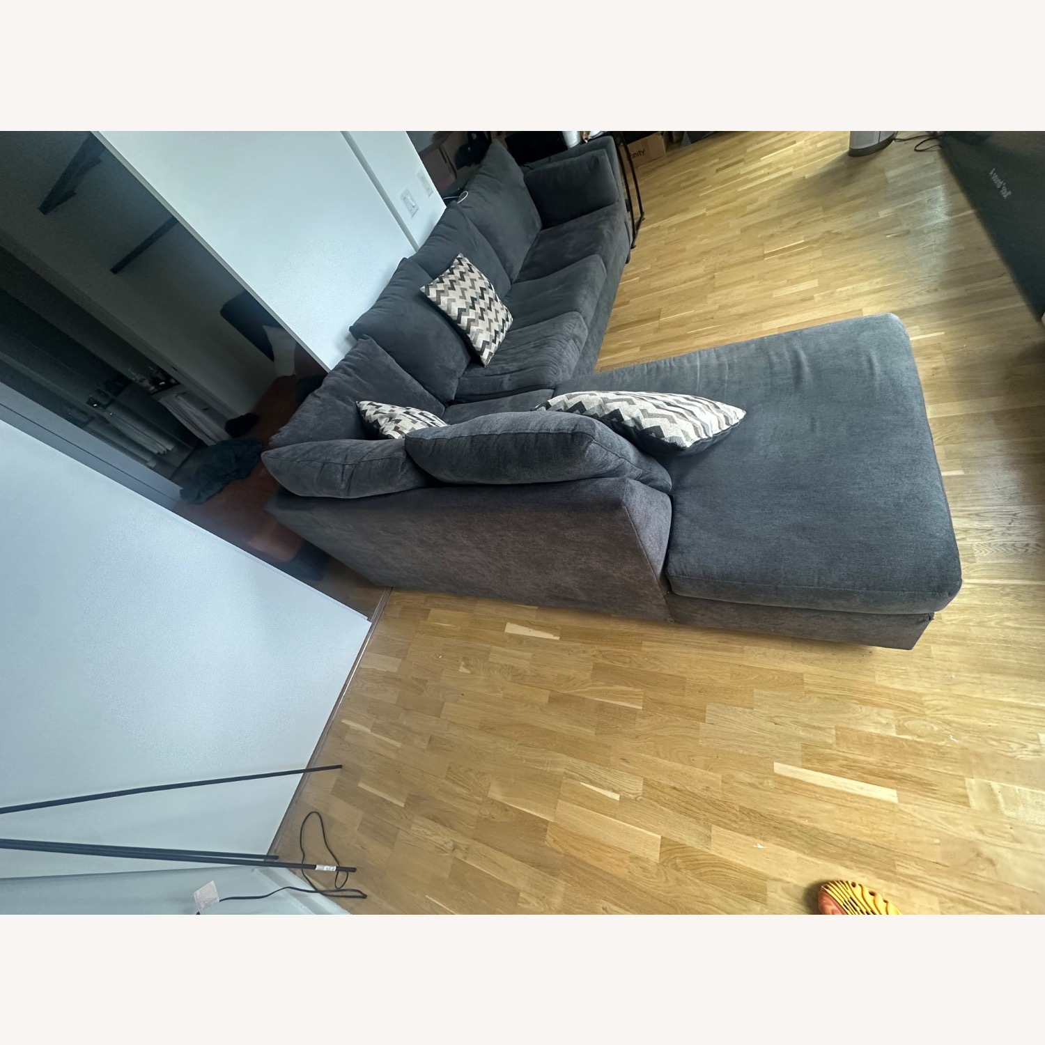 Dark Gray Fabric 3+ Piece Sectional - image-3