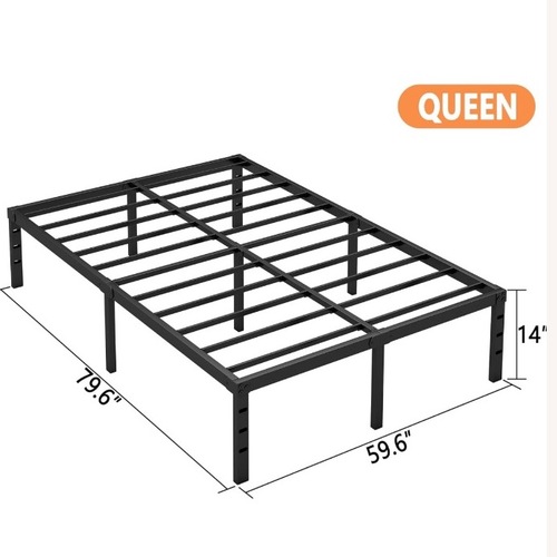 Used Black Metal Platform Queen Bedframe for sale on AptDeco