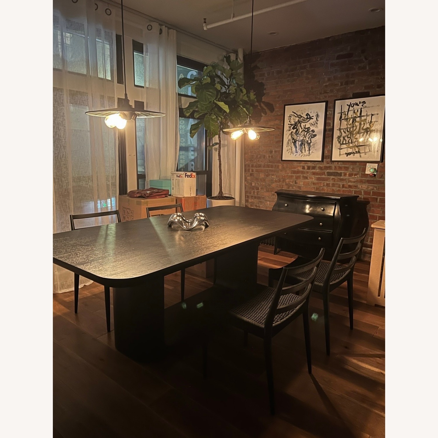 Restoration Hardware Black Corta Dining Table - image-1