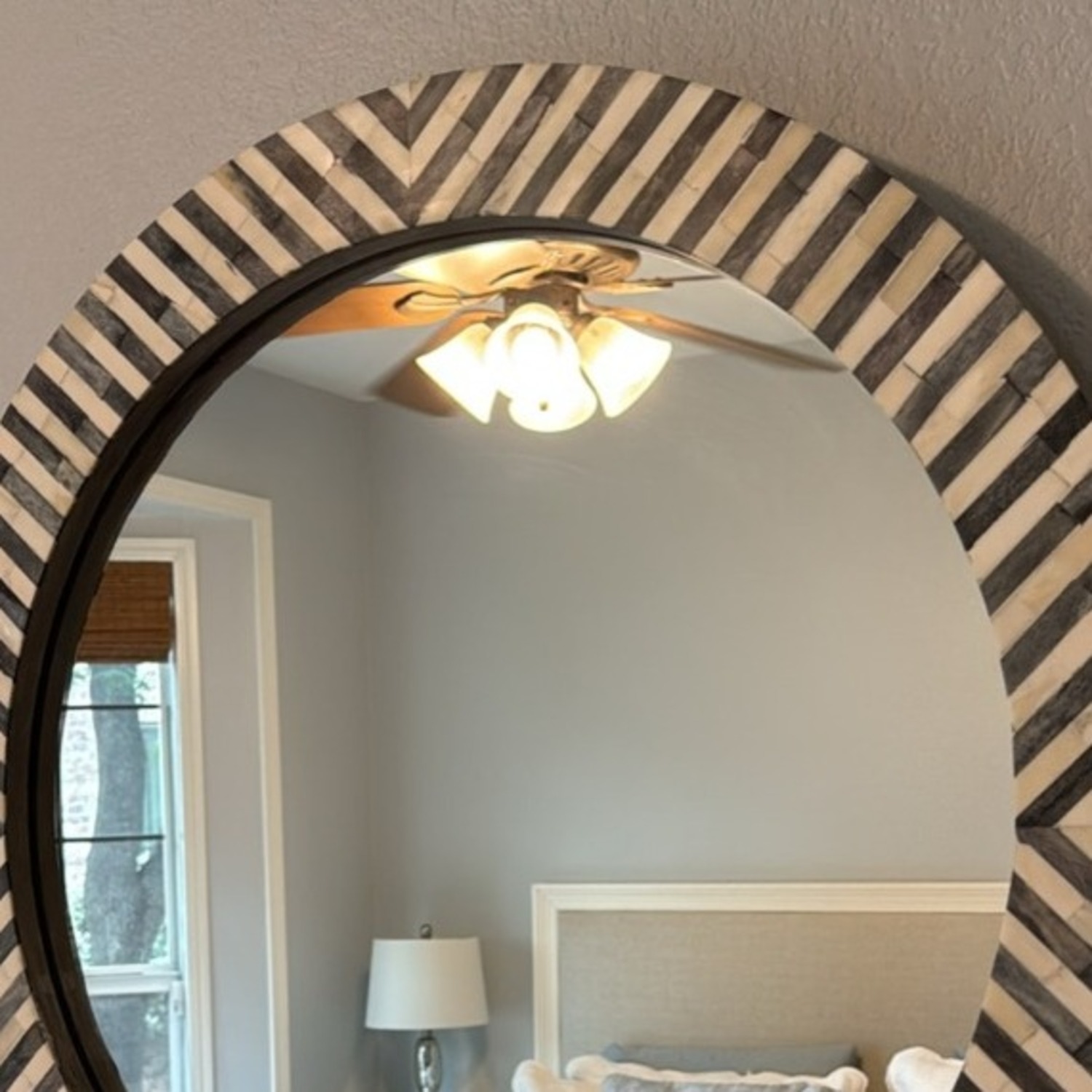 West Elm Parsons Grey Bone Inlay Round Wall Mirror - image-2