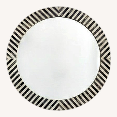 Used West Elm Parsons Grey Bone Inlay Round Wall Mirror for sale on AptDeco