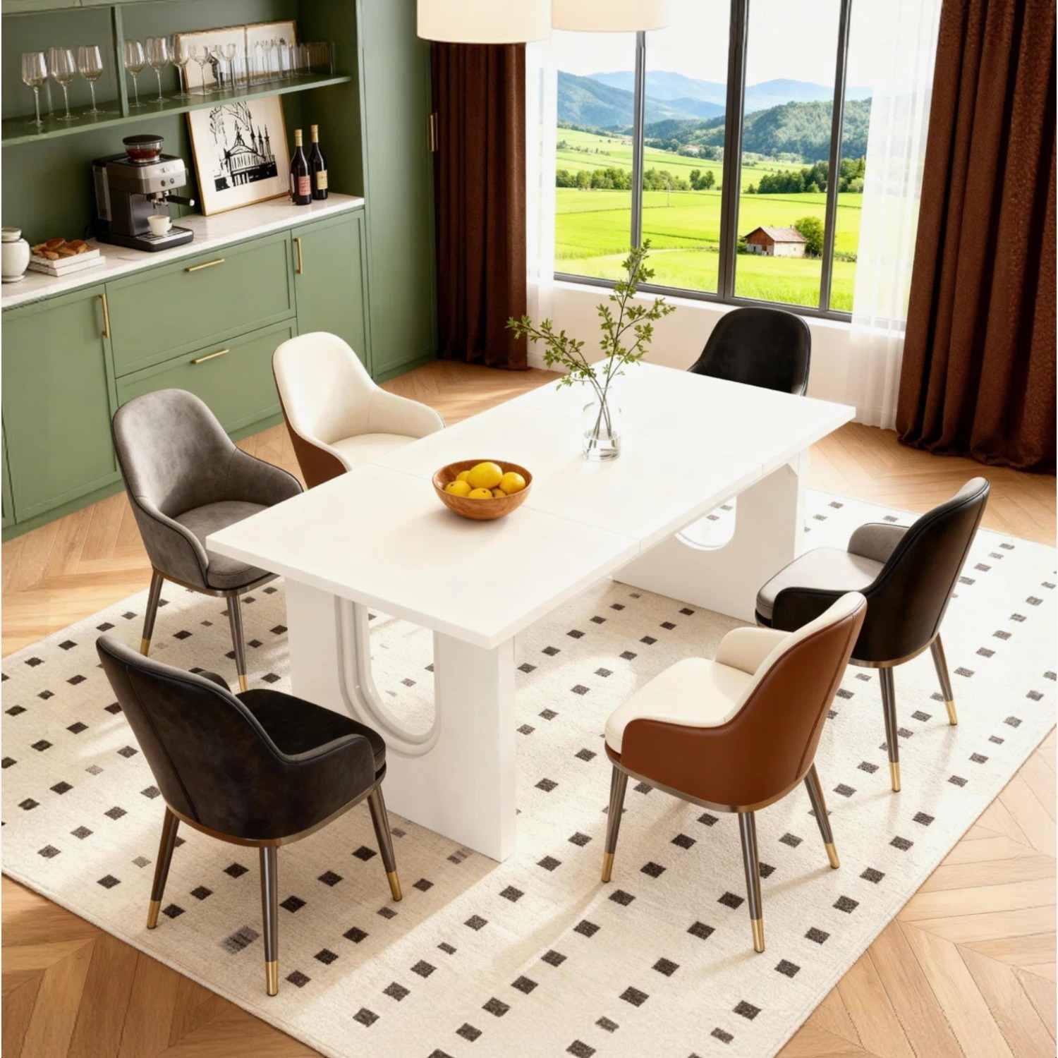 Tribesigns White Wood Dining Table - image-5