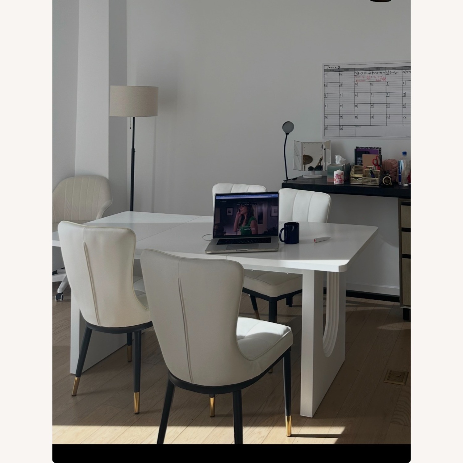 Tribesigns White Wood Dining Table - image-3
