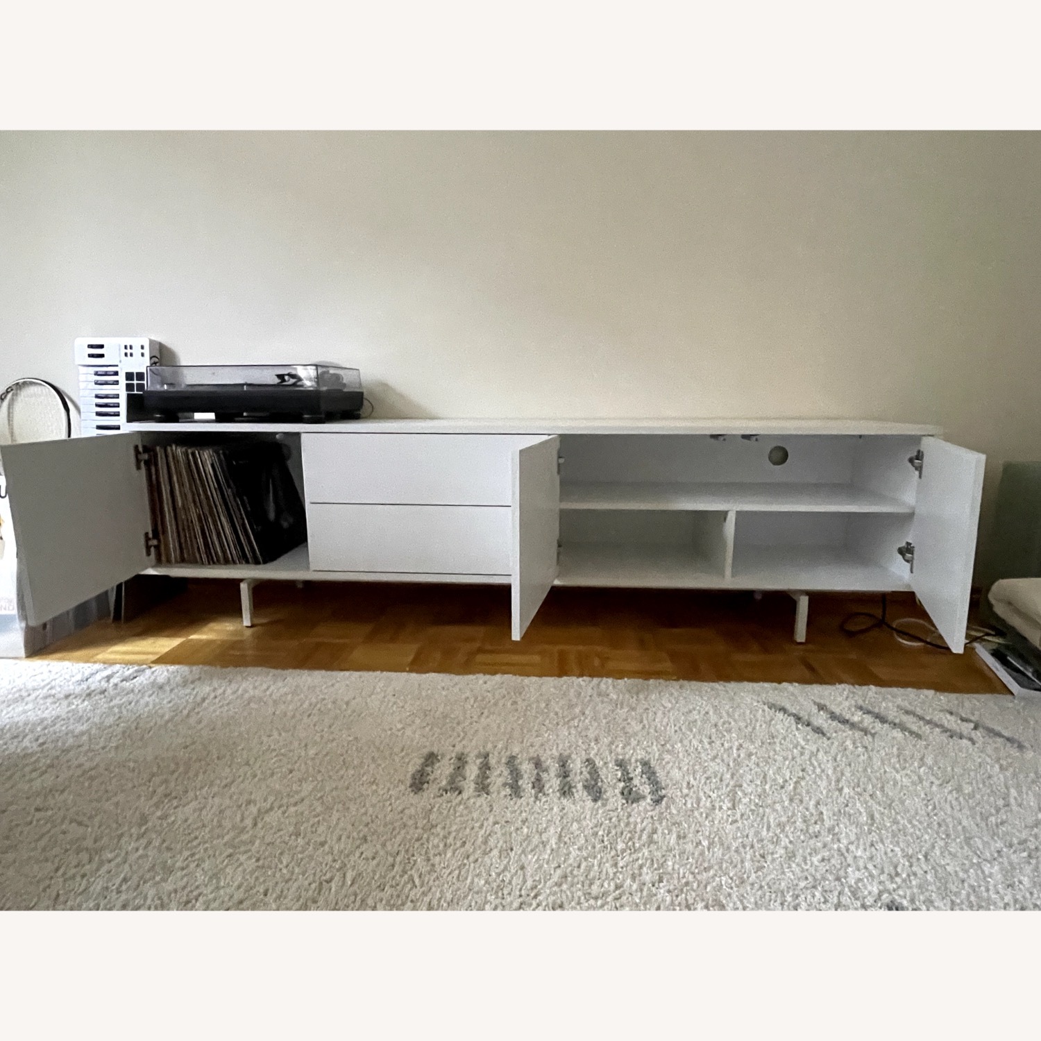 Wade Logan White Wood Veneer Media Storage - image-6