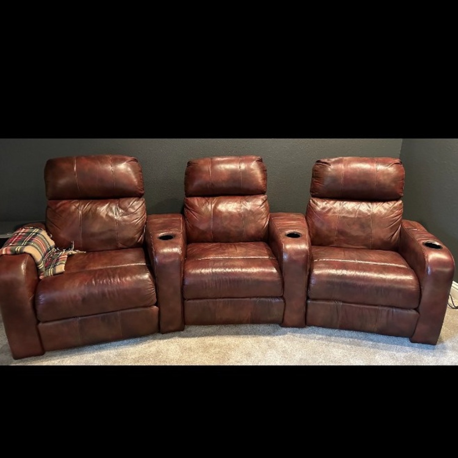 Dark Brown 3+ Piece Sectional Electric Recliner - image-1