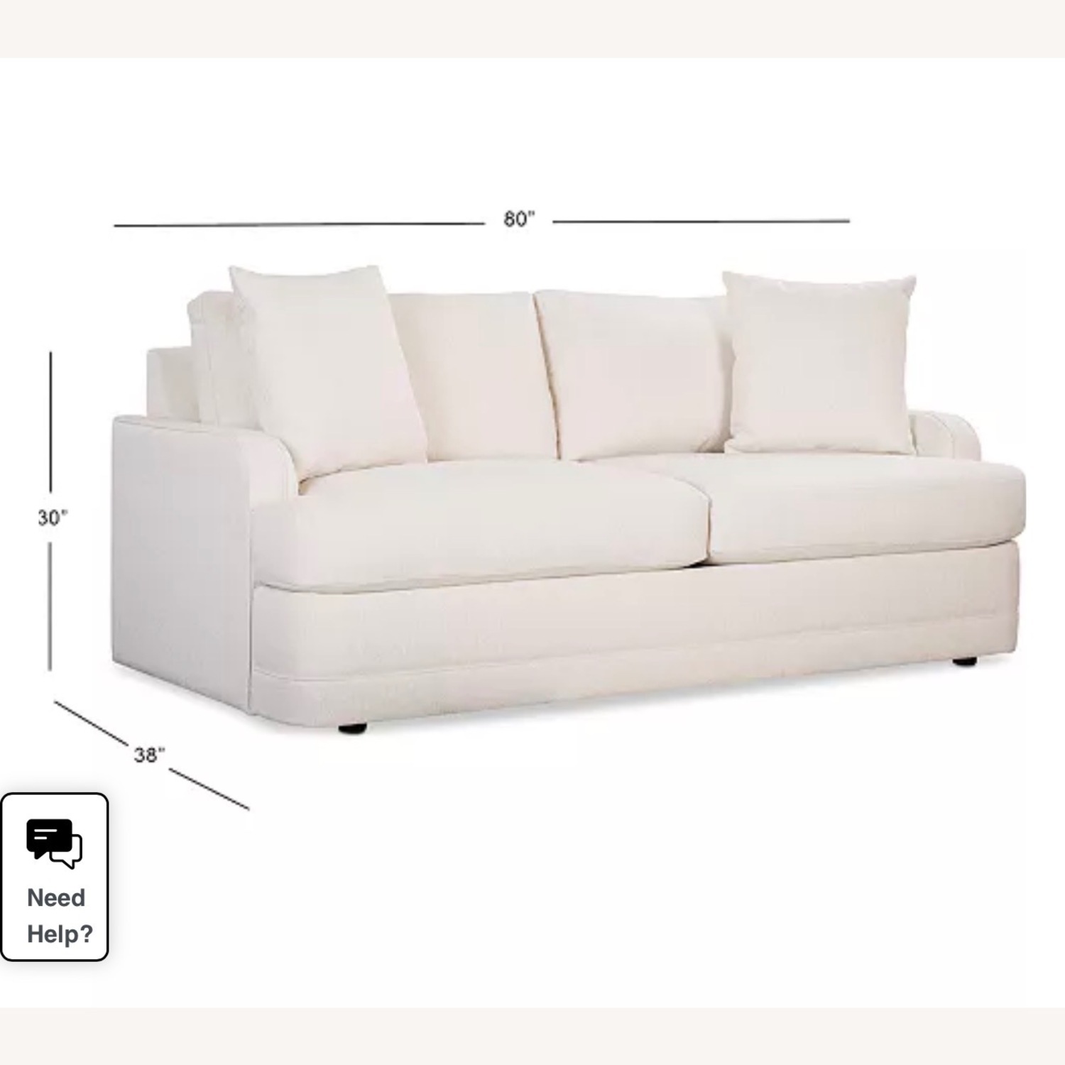 Macy's White Kendrah 80” Fabric Sofa - image-8