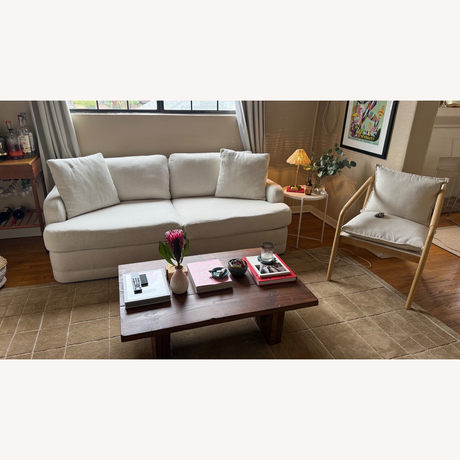 Macy's White Kendrah 80” Fabric Sofa - image-1