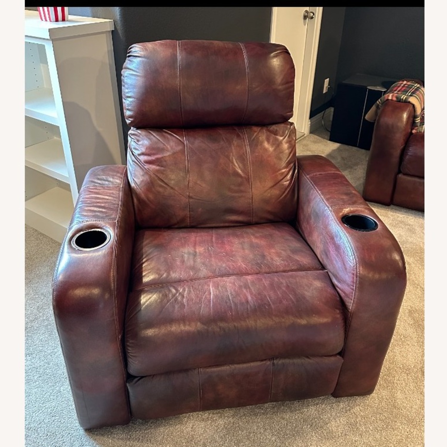 Dark Brown Leather Electric Recliner - image-1