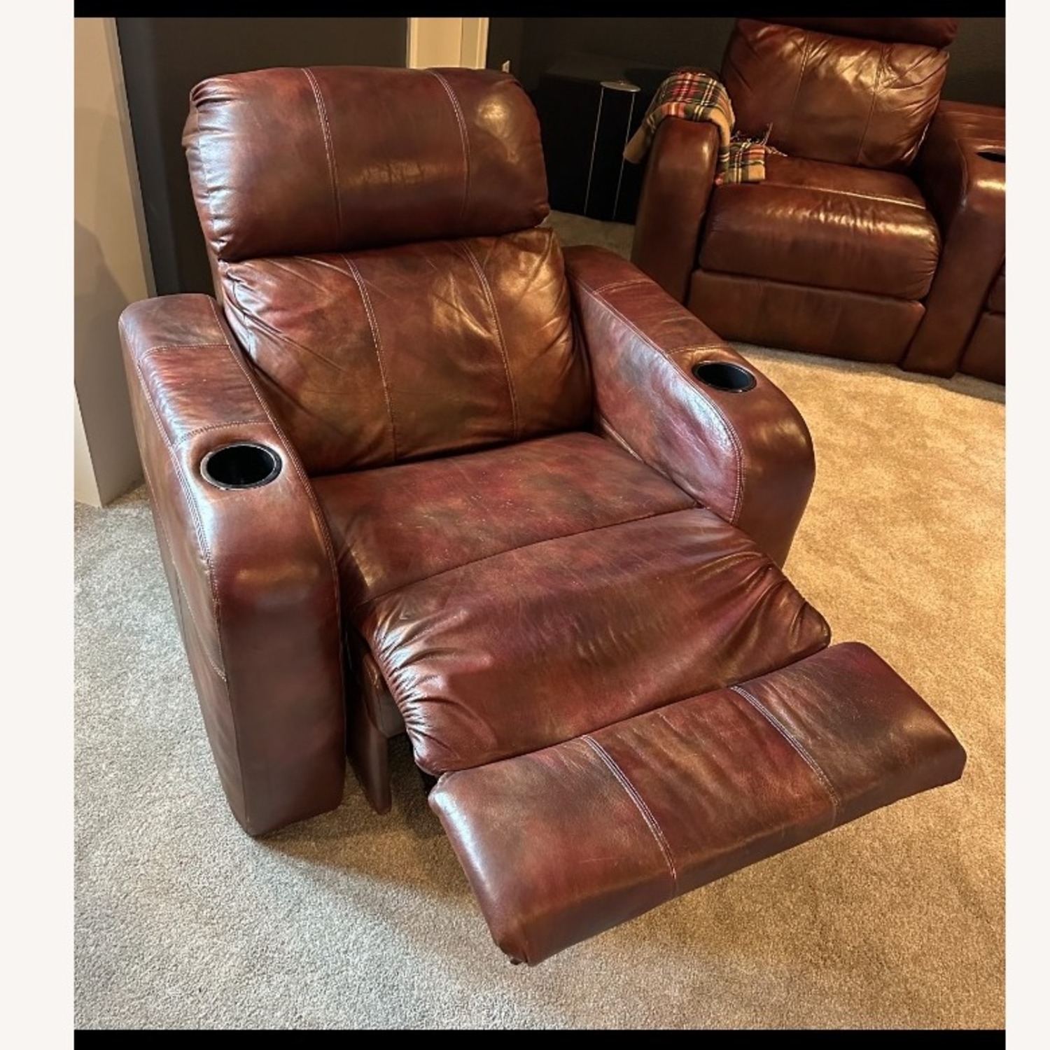 Dark Brown Leather Electric Recliner - image-2
