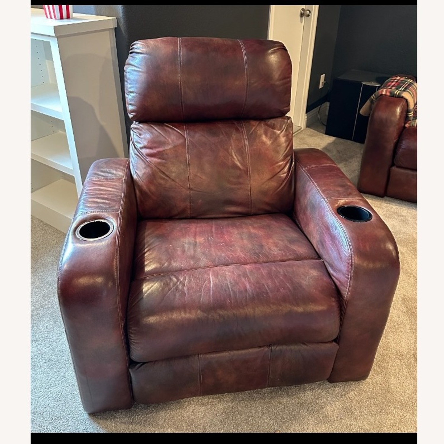 Dark Brown Leather Electric Recliner - image-3