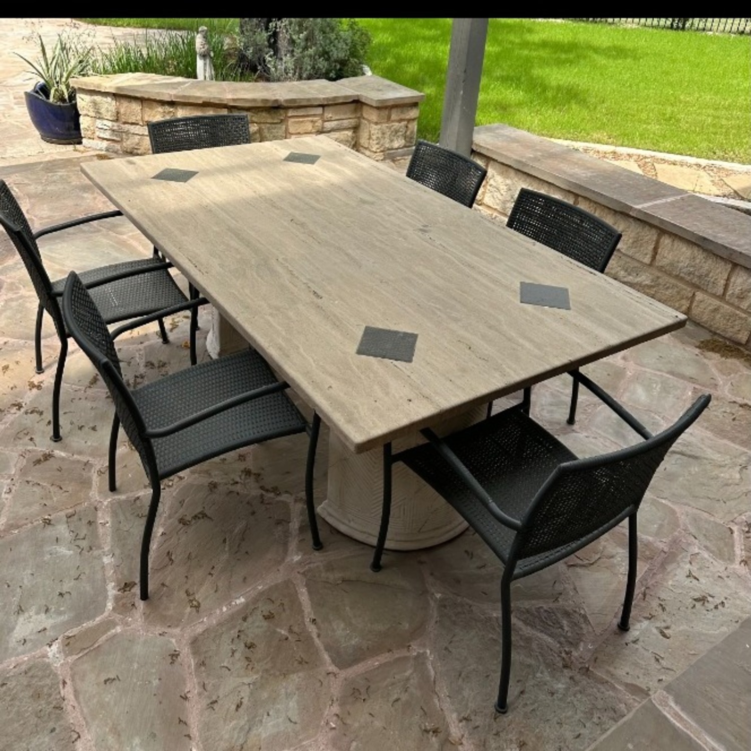 Natural Solid Concrete Patio Table - image-1