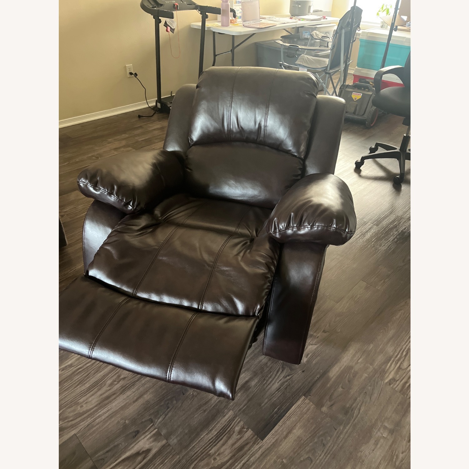 Vintage/Antique Dark Brown Leather Recliner - image-4