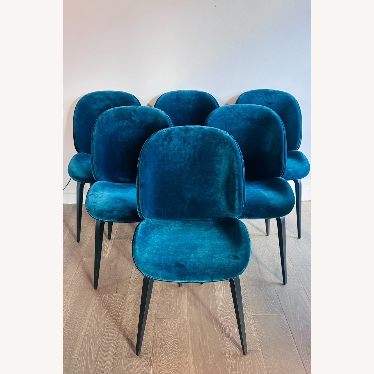 Gubi Beetle Velvet Dining Chairs/Black Oak Legs - image-1
