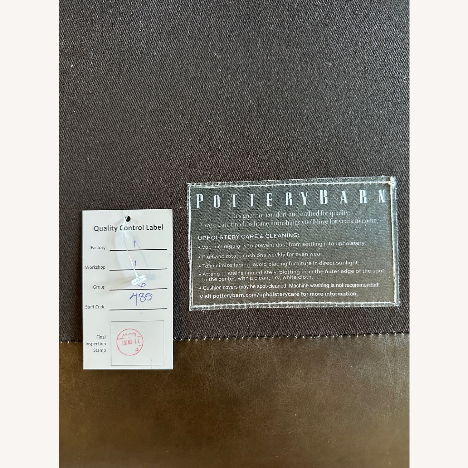 Pottery Barn Dark Brown Leather Chaise Lounge - image-3